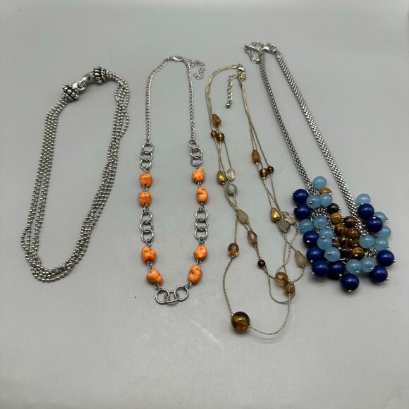 Necklace Lot Mixed Styles Beaded Chain Rhinestone Charm Statement Jewelry - Picture 7 of 8